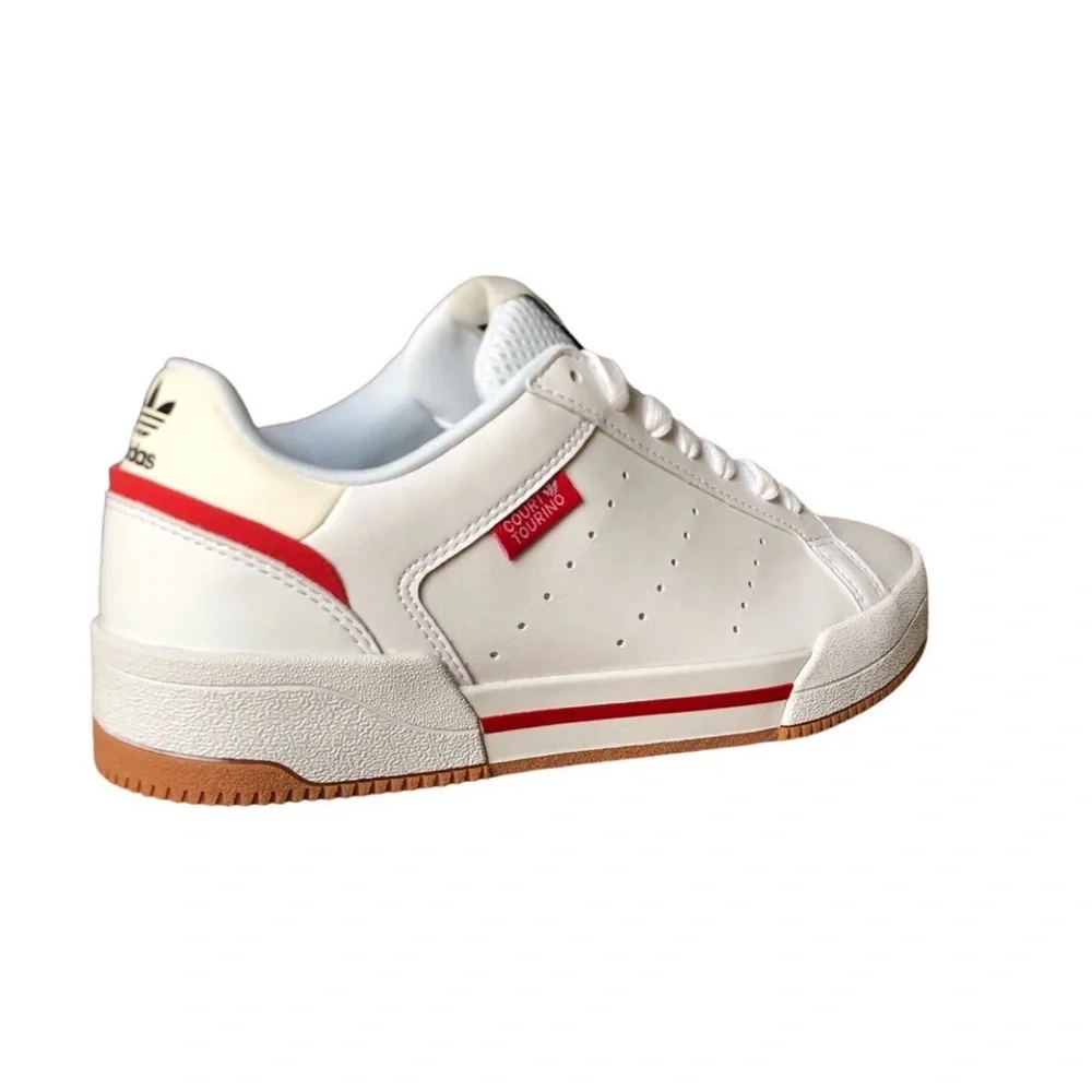 ADIDAS Men’s Originals Court Tourino White Sneakers w/ Red Accent Low-Top Sz 5.5